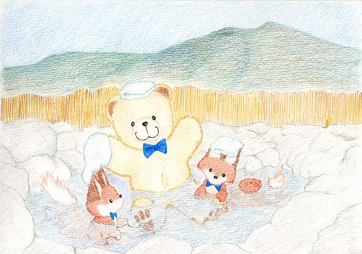 the picture of NUINUIs enjoying hot spring